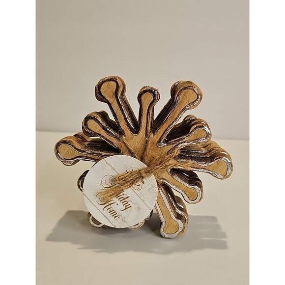 Unbranded Other - 4" 4pk Wooden 3-D Snowflake Coasters New Christmas Holiday Decor